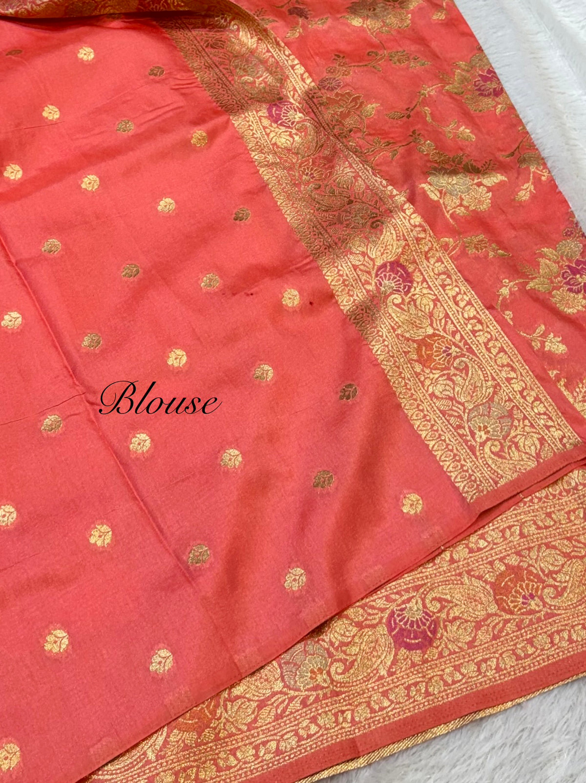 Peach Banarasi SemiKatan Silk Partywear Saree