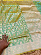 Dual Shade Green 100% Pure Banarasi Katan Silk Saree