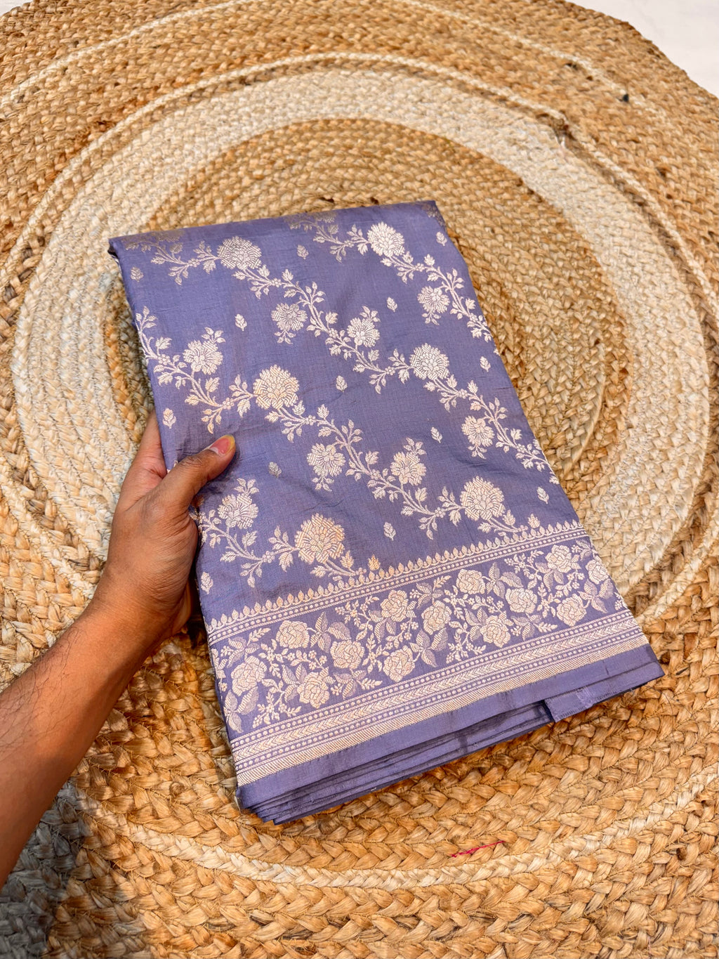 Prebook | Lilac Grey 100% Pure Banarasi Katan Silk Saree