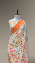 Off-White 100% Pure Ektara Banarasi Kora Jamdani Saree