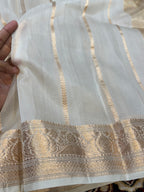 Diamond Gold 100% Pure Banarasi Tissue Silk Handloom Handwoven Saree