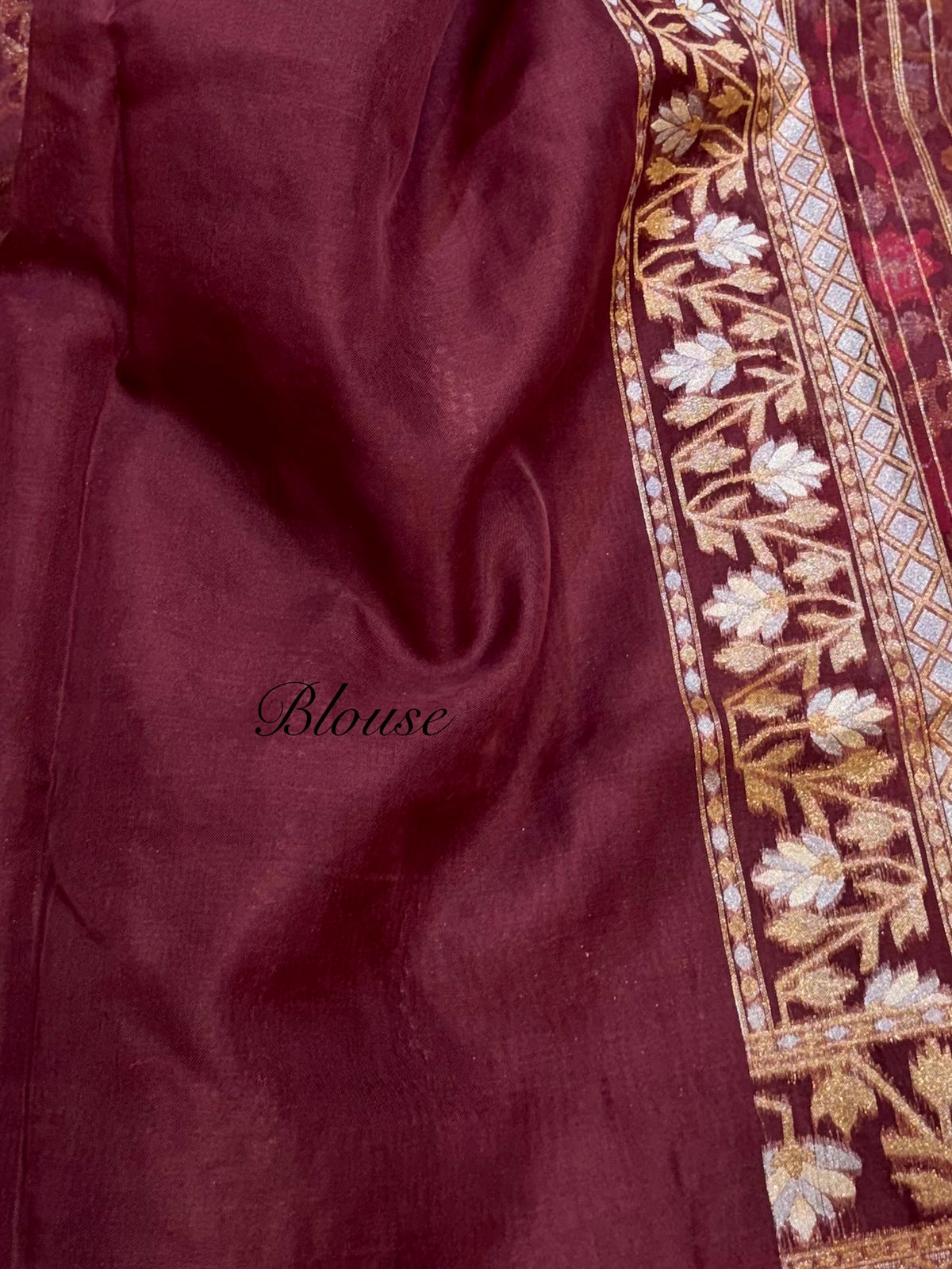 Prebook | Brown Pure Banarasi Ektara Kora Jamdani Saree