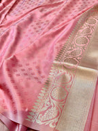 Baby Pink Banarasi SemiKatan Silk Partywear Saree