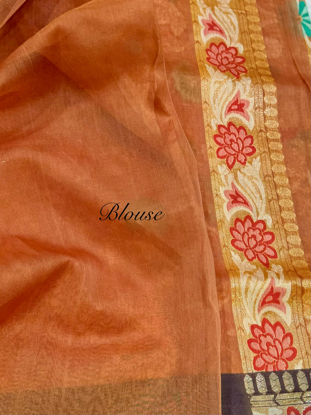 Cheeku Ektara Banarasi Kora Jamdani Saree
