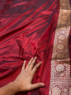 Maroon 100% Pure Banarasi Katan Silk Saree