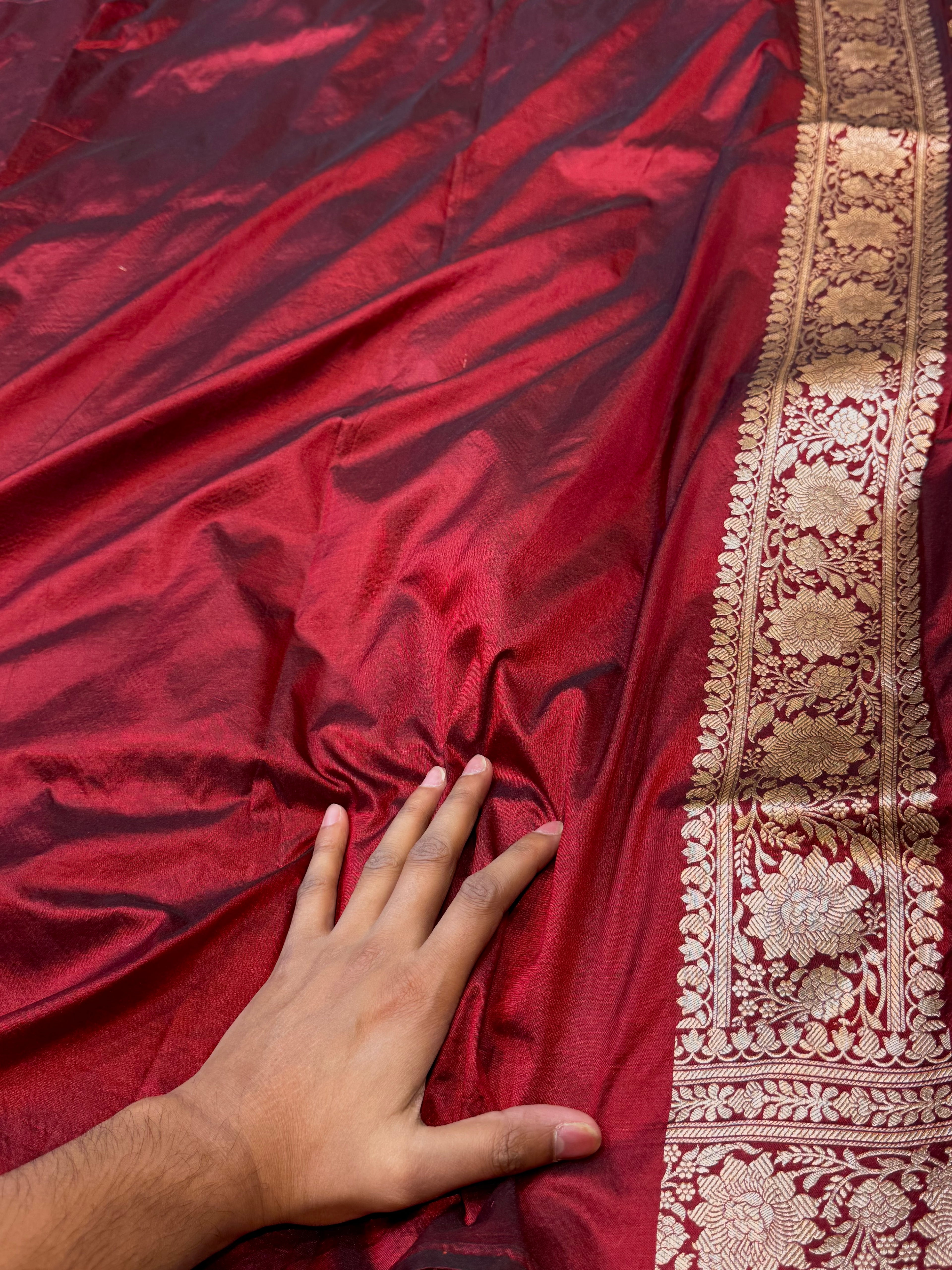 Maroon 100% Pure Banarasi Katan Silk Saree
