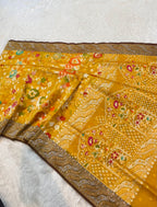 Golden Yellow Pure Handloom Banarasi Ektara Kora Jamdani Sareer