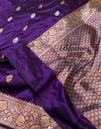 Violet Purple 100% Pure Banaras Katan Silk Handloom Handwoven Pattu Saree