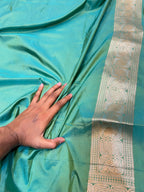 Dual Shade Sea Green 100% Exclusive Pure Banaras Katan Silk Rangkaat Saree
