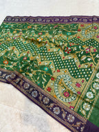Prebook | Bottle Green Pure Banarasi Ektara Kora Jamdani Saree