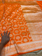 Fanta Orange 100% Pure Banarasi Katan Silk Meenakari Saree