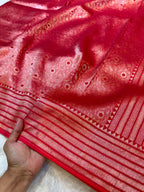 Rani Pink Pure Handloom Banarasi Mashru Silk Saree