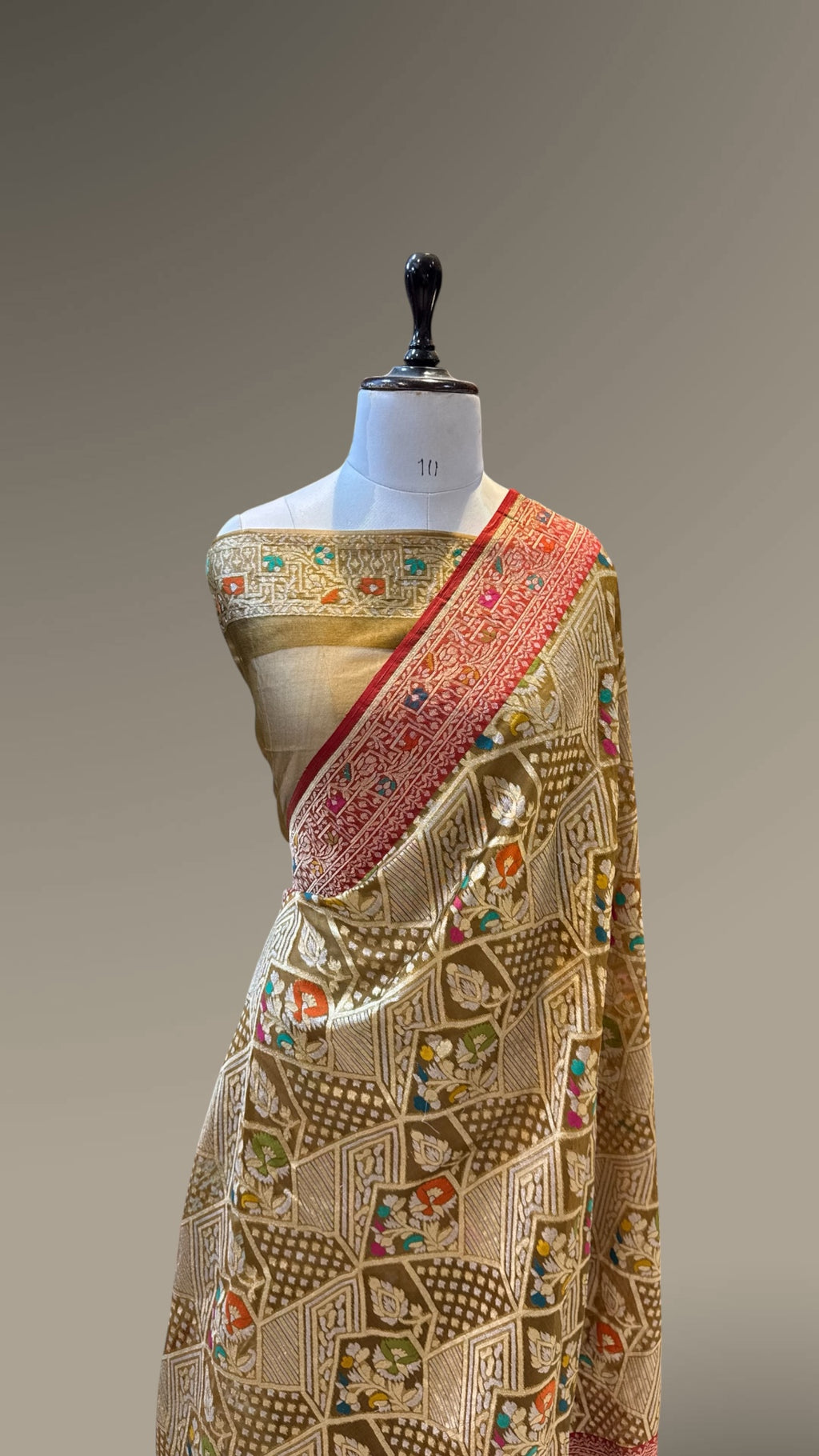 Prebook | Mehendi Green 100% Pure Ektara Banarasi Kora Jamdani Saree