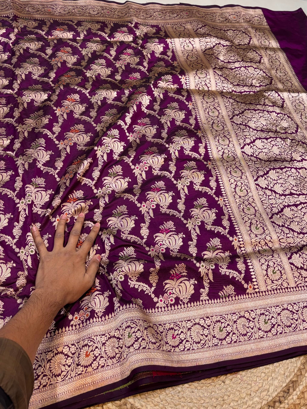 Prebook | Wine Purple 100% Pure Banarasi Katan Silk Meenakari Saree