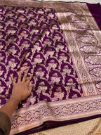 Prebook | Wine Purple 100% Pure Banarasi Katan Silk Meenakari Saree