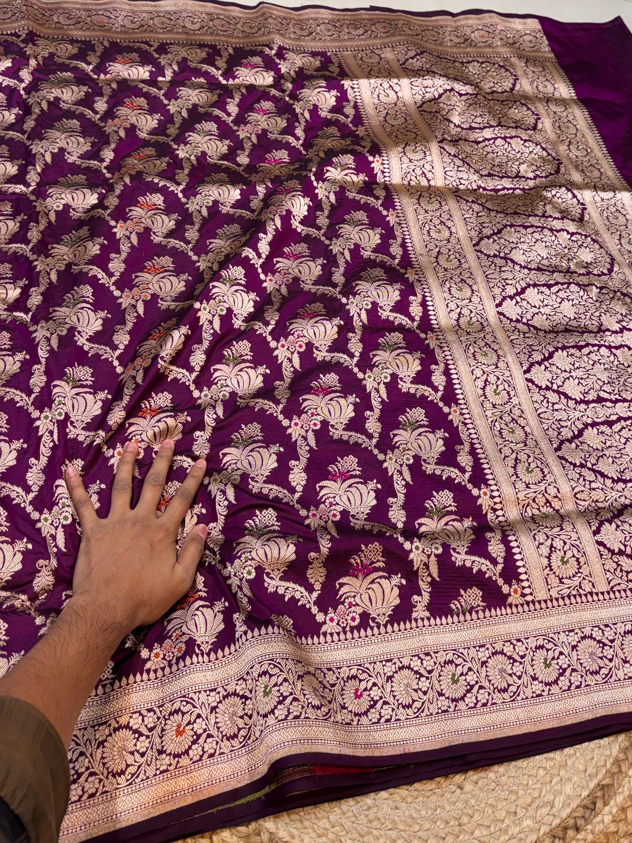 Prebook | Wine Purple 100% Pure Banarasi Katan Silk Meenakari Saree
