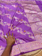Lavender 100% Pure Banarasi Katan Silk Meenakari Saree
