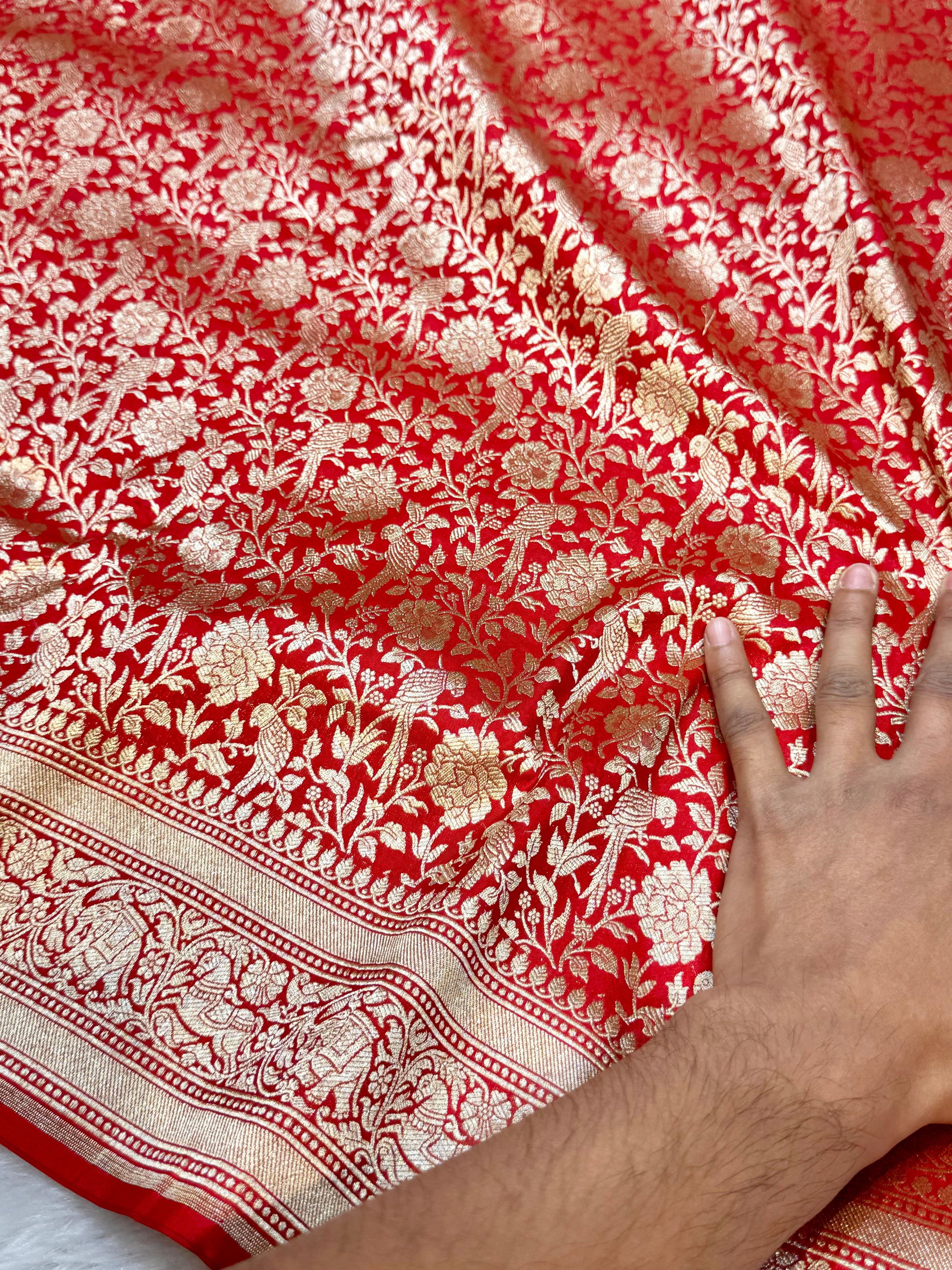 Bridal Red 100% Pure Banarasi Katan Silk Brocade Saree