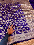 Royal Blue 100% Pure Banarasi Katan Silk Saree