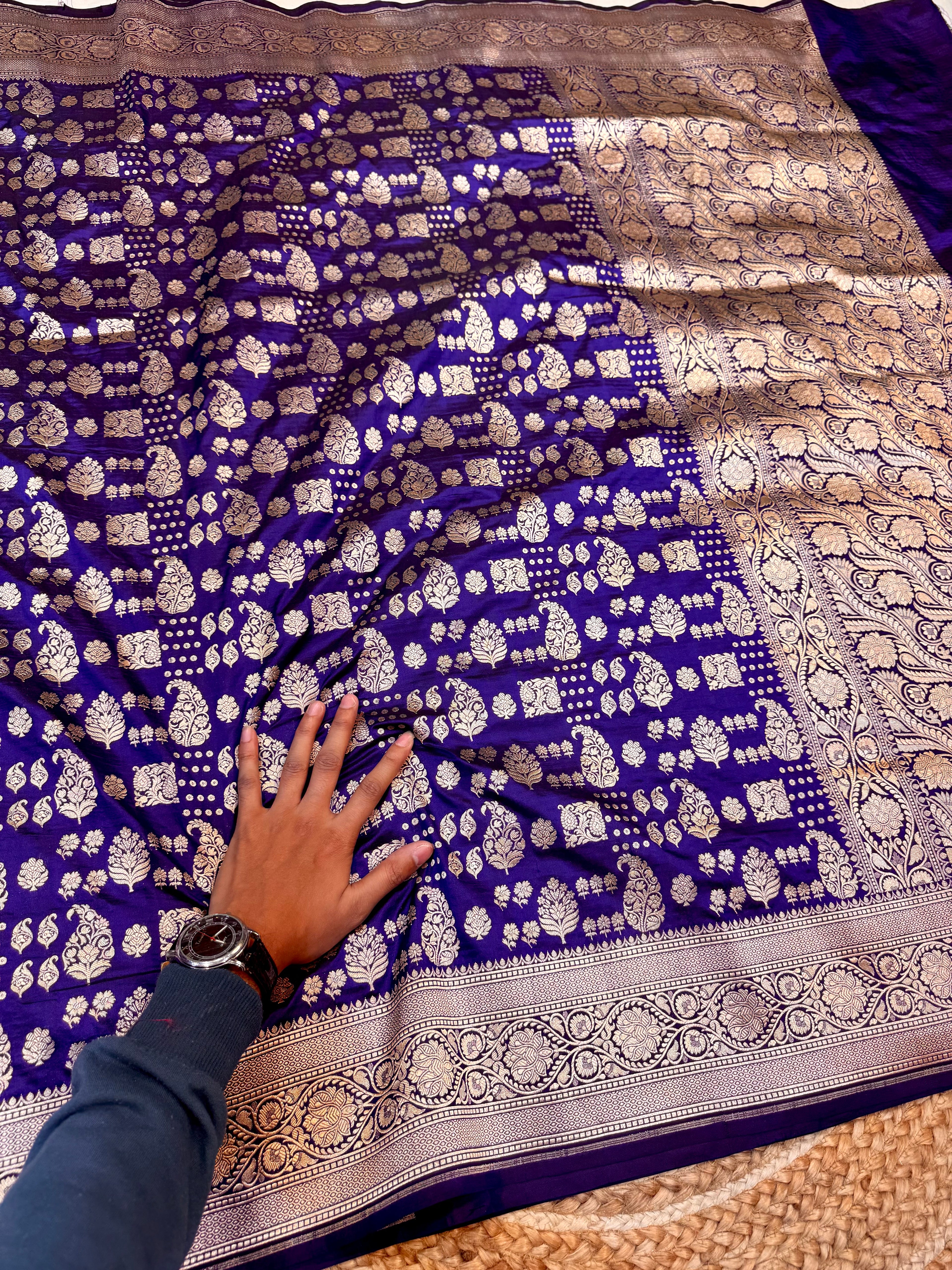 Royal Blue 100% Pure Banarasi Katan Silk Saree