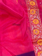 Prebook | Rani Pink Pure Ektara Banarasi Kora Jamdani Saree