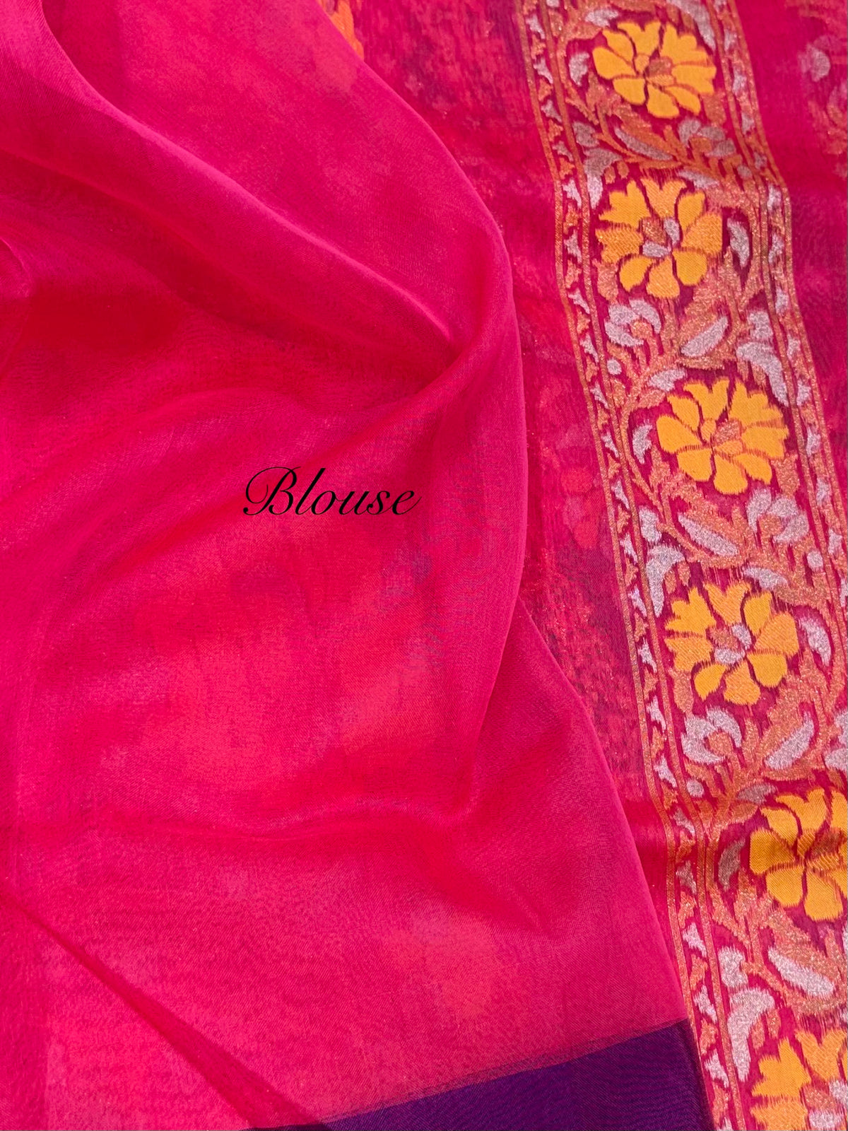 Rani Pink 100% Pure Ektara Banarasi Kora Jamdani Saree