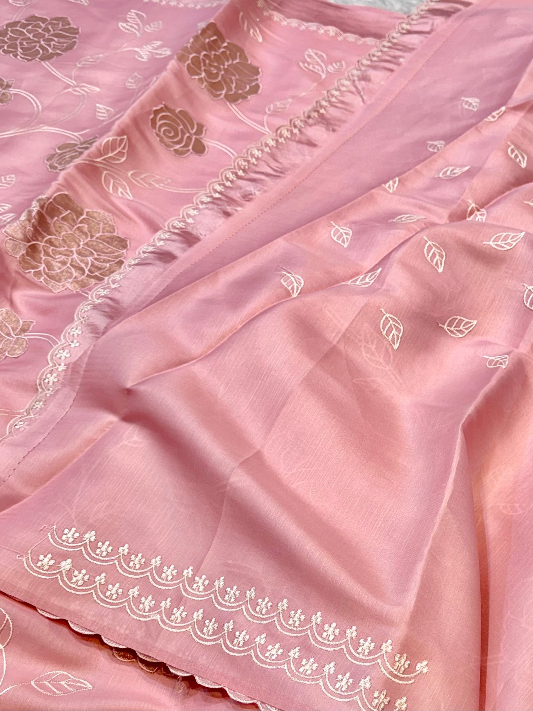 Pink Mango Silk Partywear Banarasi Embroidered Jaal with Tissue Applique Lightweight Sarees