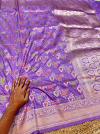 Prebook | Lavender 100% Pure Banarasi Katan Silk Meenakari Saree