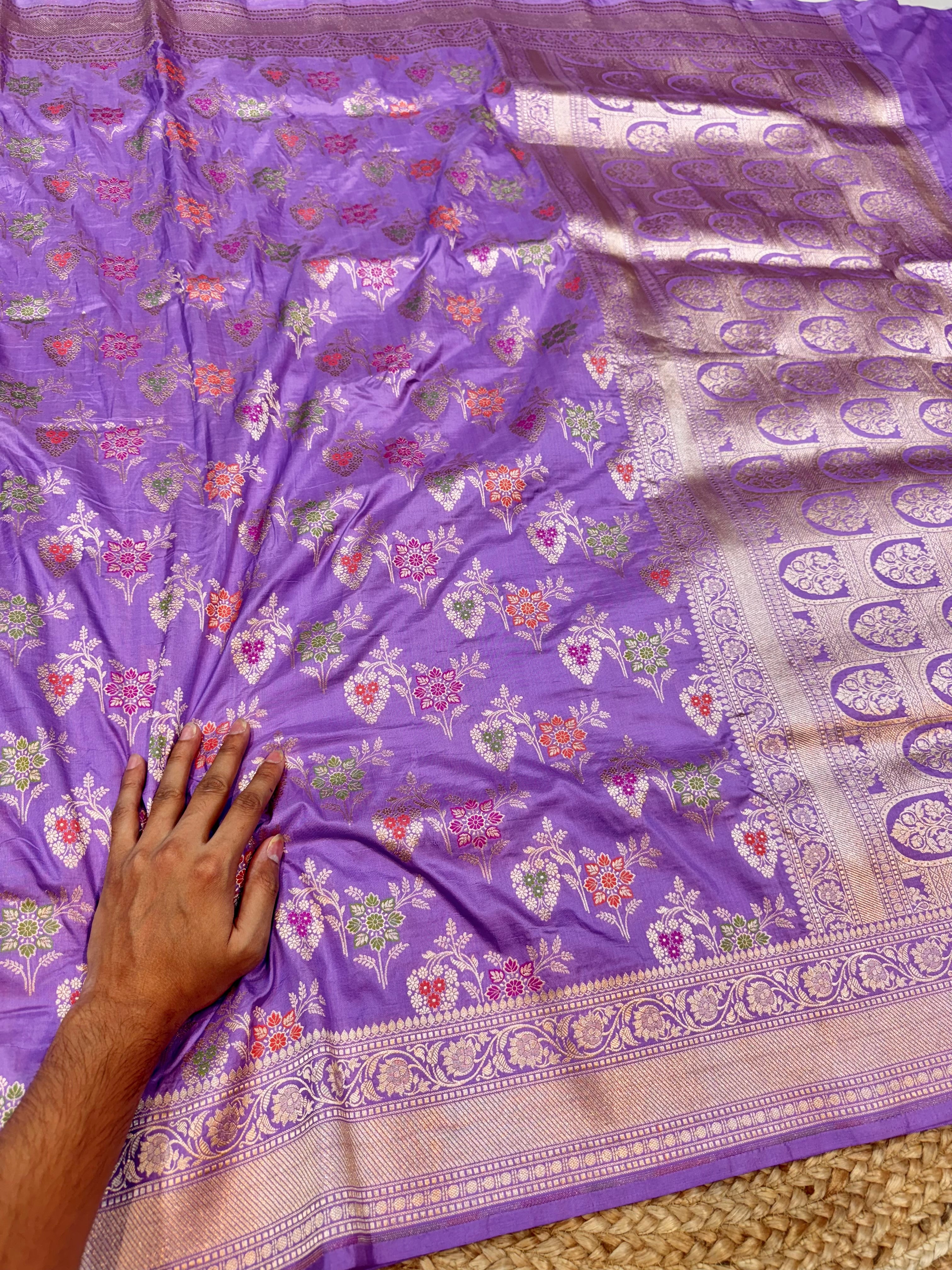 Prebook | Lavender 100% Pure Banarasi Katan Silk Meenakari Saree