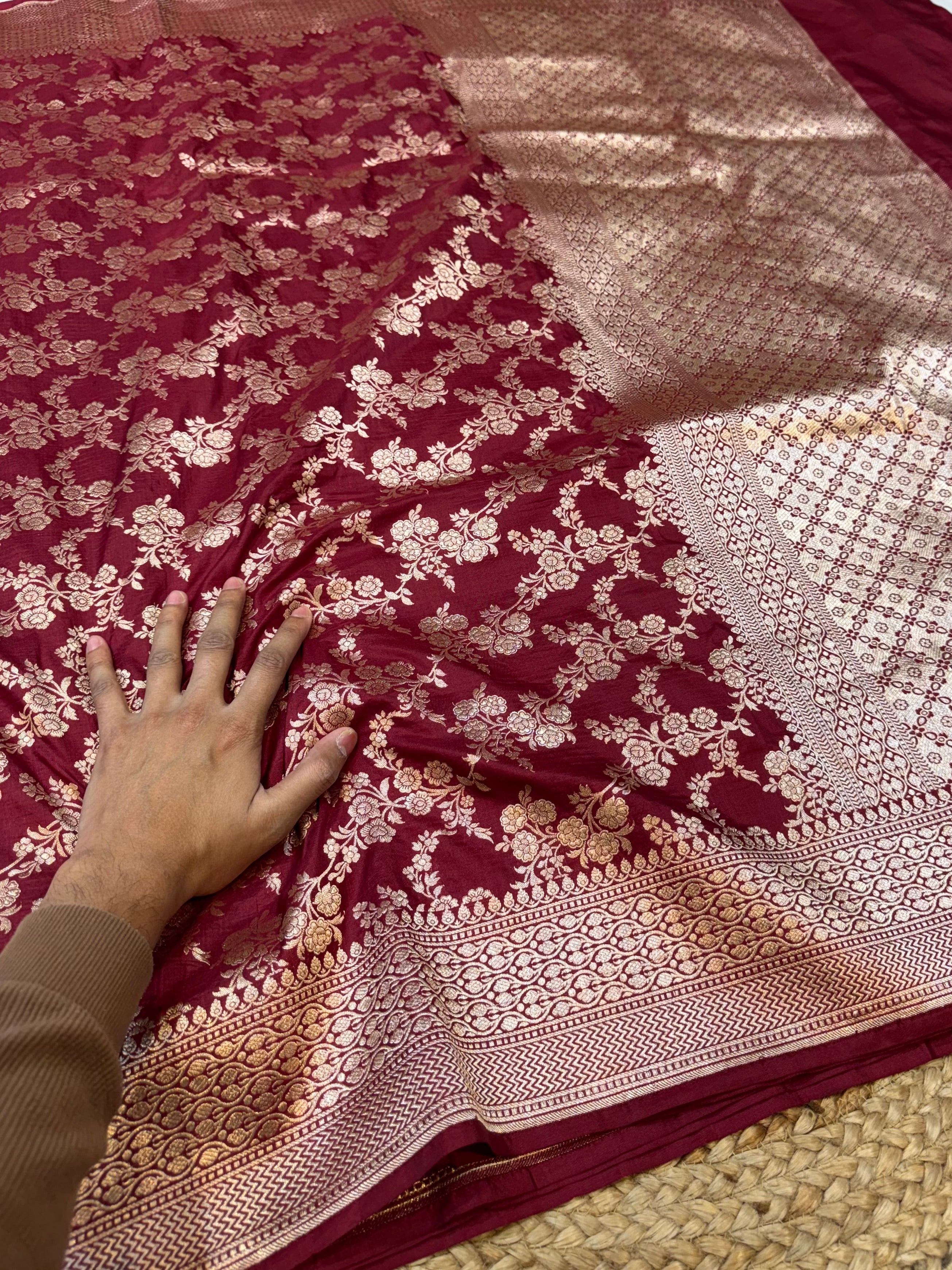 Maroon 100% Pure Katan Silk Saree