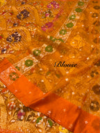 Rust Orange 100% Pure Ektara Banarasi Kora Jamdani Saree