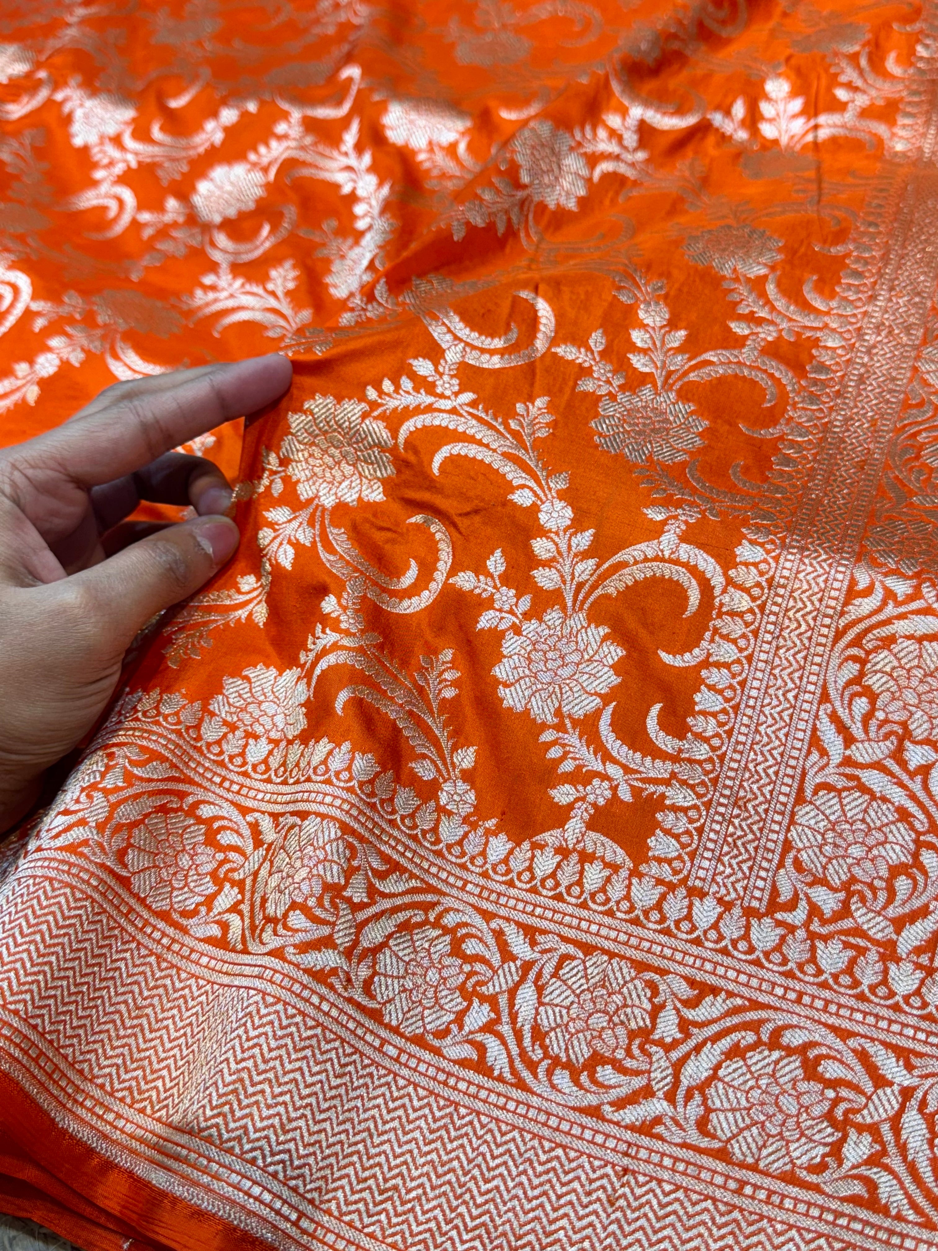 Fanta Orange 100% Pure Katan Silk Saree