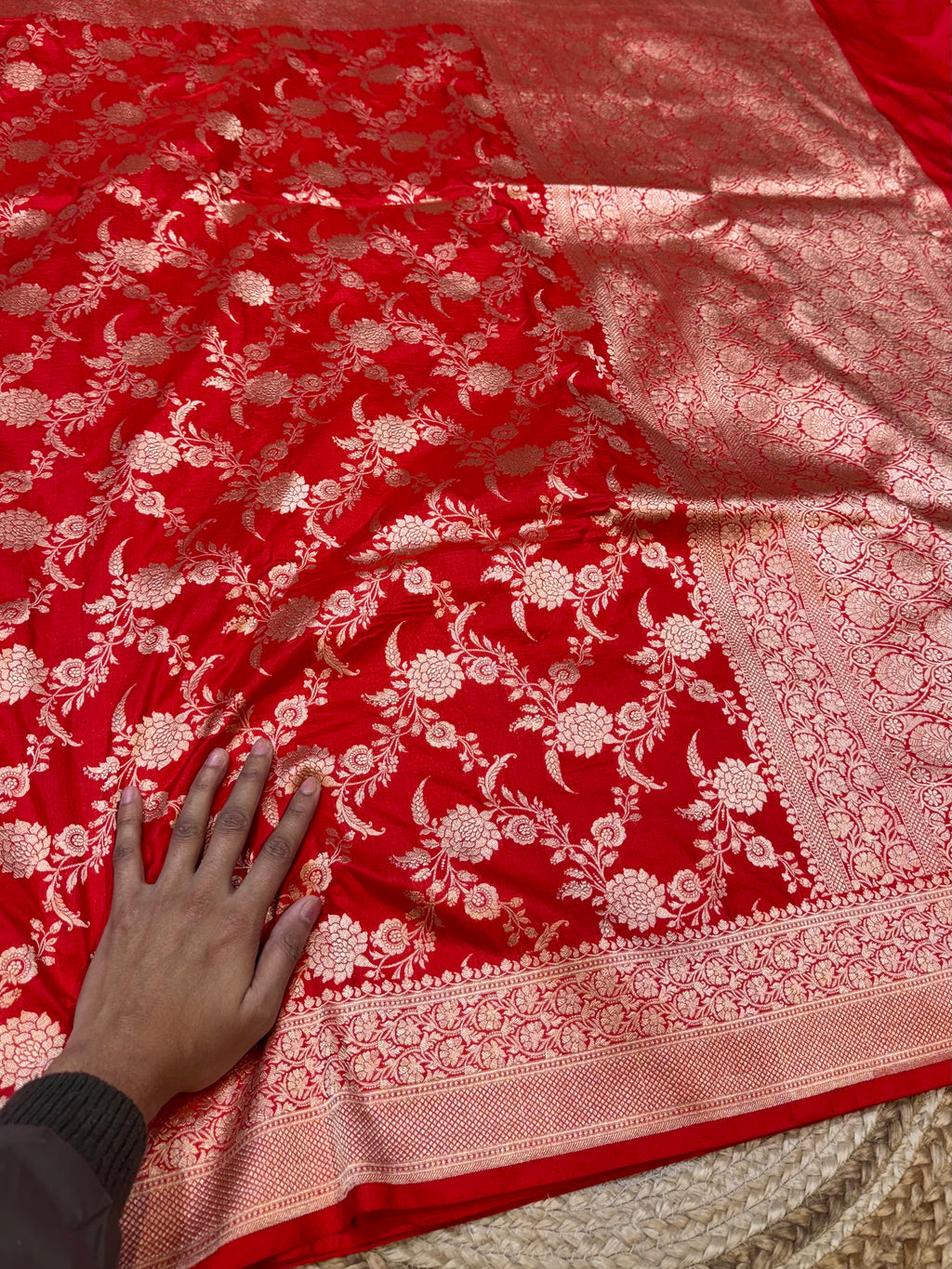 Red 100% Pure Katan Silk Saree
