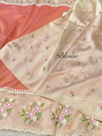 Peach Tissue Silk Partywear Banarasi Embroidery Tissue Border Lightweight Sarees