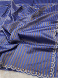 Lavender Blue 100% Pure Handloom Mul Cotton Stripes Tissue Silk Partywear Banarasi Embroidery Lightweight Sarees