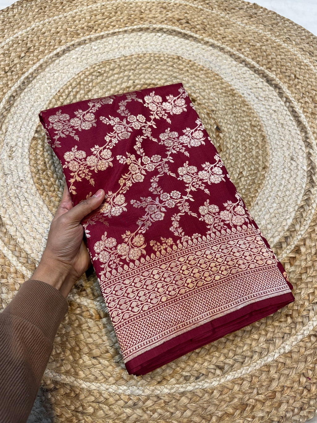 Maroon 100% Pure Katan Silk Saree