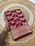 Maroon 100% Pure Katan Silk Saree