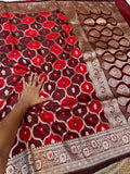 Maroon Banarasi Soft RANGKAAT Mashru Silk Partywear Saree