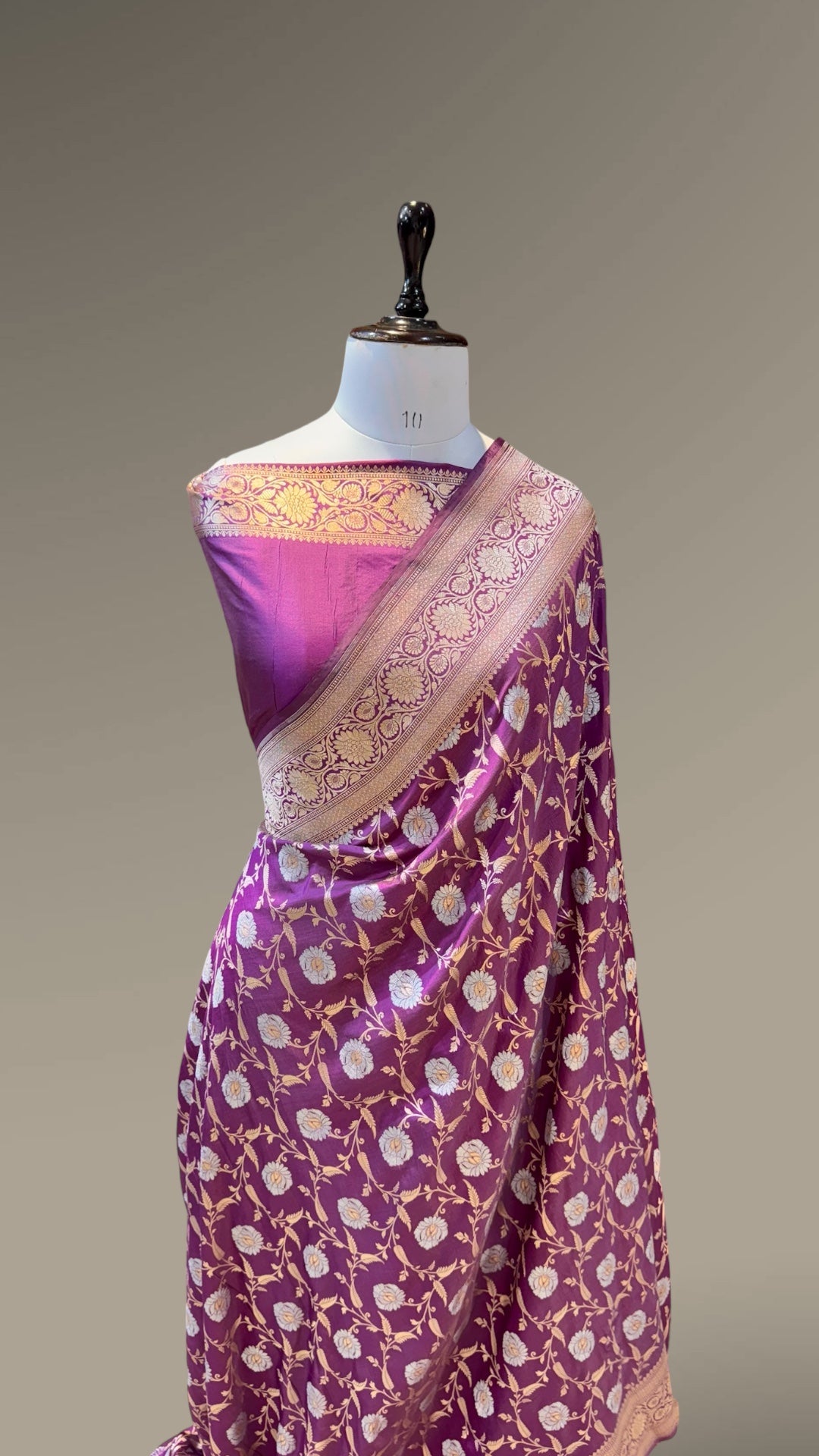 Gajri Pink 100% Pure Banarasi Katan Silk Meenakari Saree
