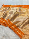 Fanta Orange 100% Pure Banarasi Molten Tissue Silk Brocade Saree