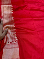 Red Pure Handloom Banarasi Katan Silk Meenakari Brocade Saree