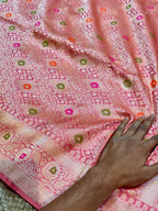 Baby Pink 100% Pure Banarasi Katan Silk Meenakari Brocade Saree
