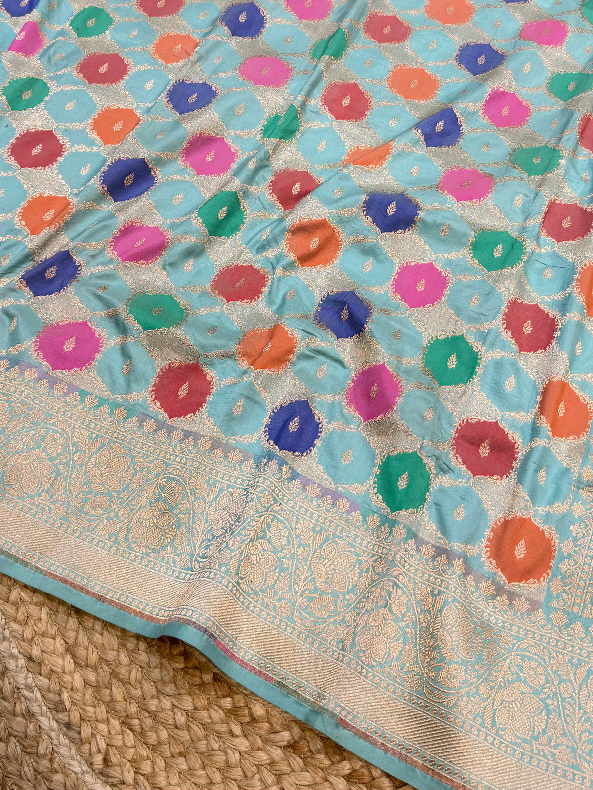 Powder Blue Exclusive Pure Banarasi Katan Silk Rangkaat Saree