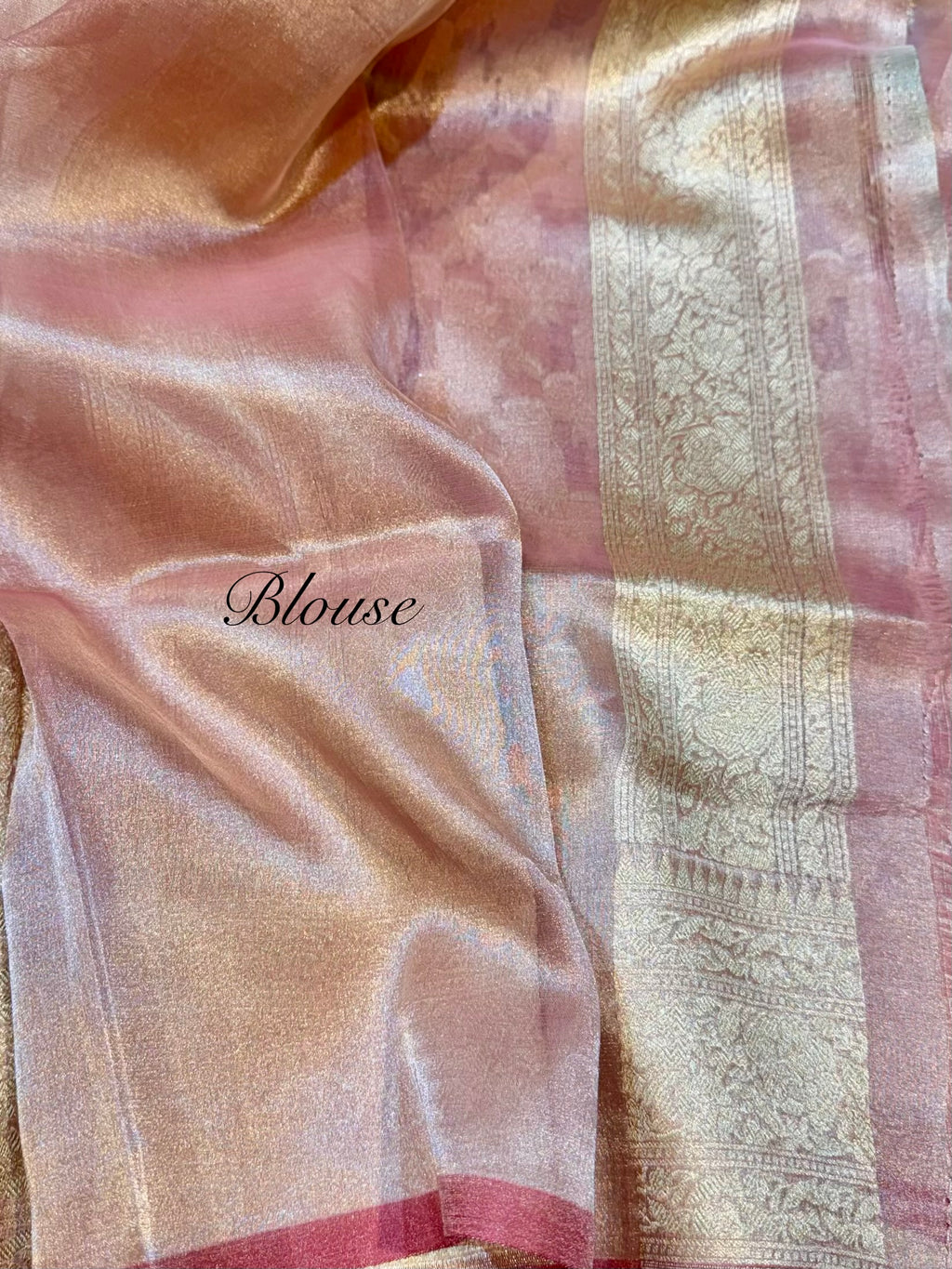 Diamond Peach 100% Pure Tissue Silk Banarasi Partywear Saree