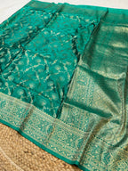 Rama Green Banarasi Soft Mashru Silk Partywear Saree