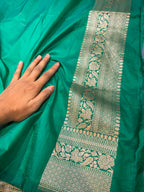 Rama Green 100% Pure Banarasi Katan Silk Meenakari Saree
