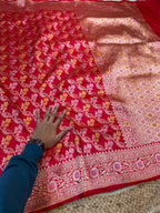Red 100% Pure Banarasi Katan Silk Meenakari Saree
