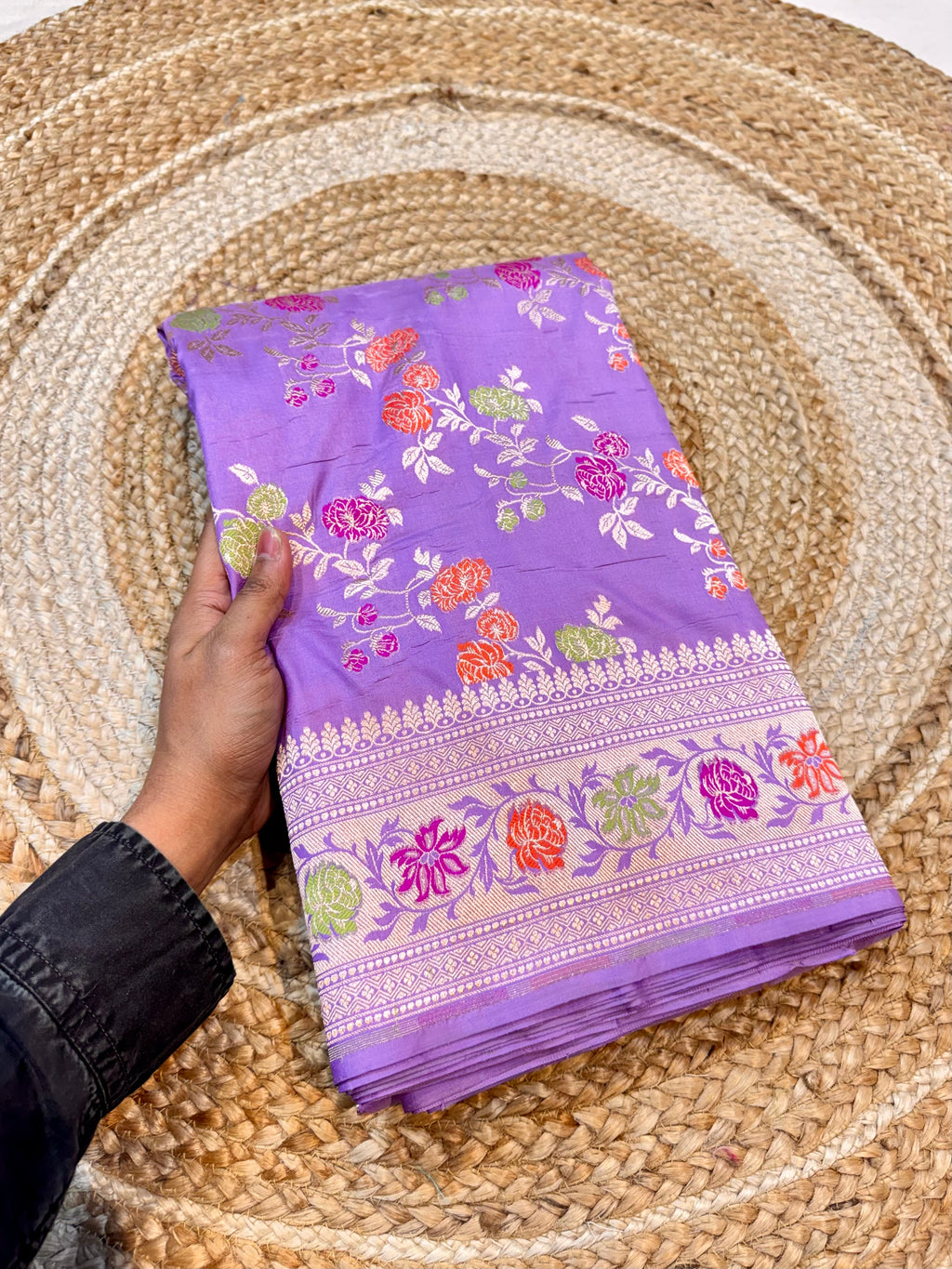 Prebook | Lavender 100% Pure Banarasi Katan Silk Meenakari Saree
