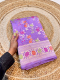Prebook | Lavender 100% Pure Banarasi Katan Silk Meenakari Saree