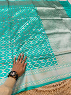 Cyan 100% Pure Katan Silk Saree